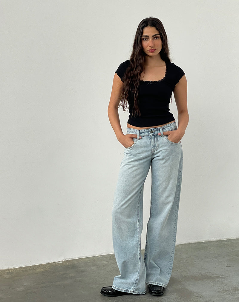 Bild von Low Rise Parallel Jeans in extrem heller Waschung Blau