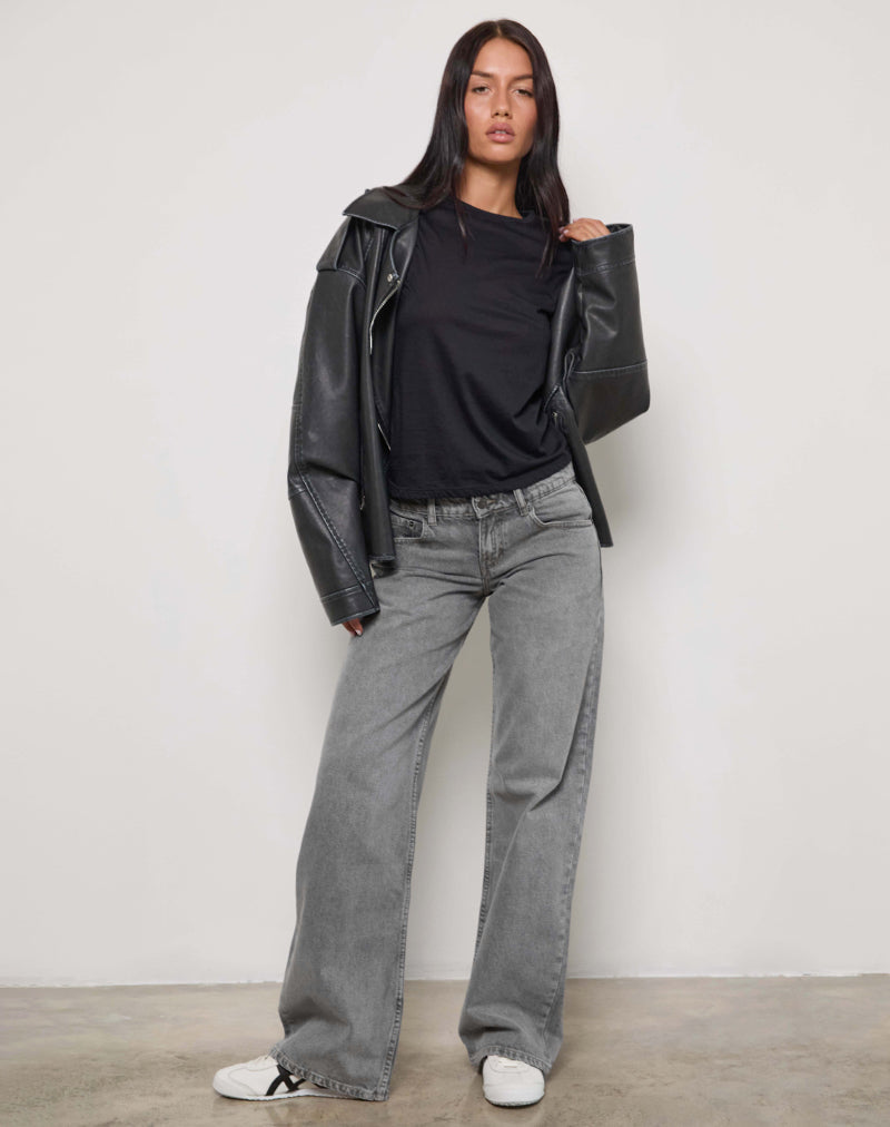 Low Rise Parallel Jeans in grauer Waschung