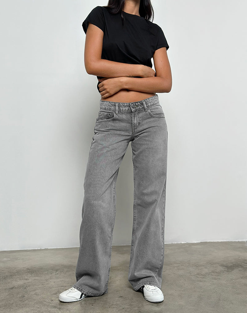 Low Rise Parallel Jeans in grauer Waschung