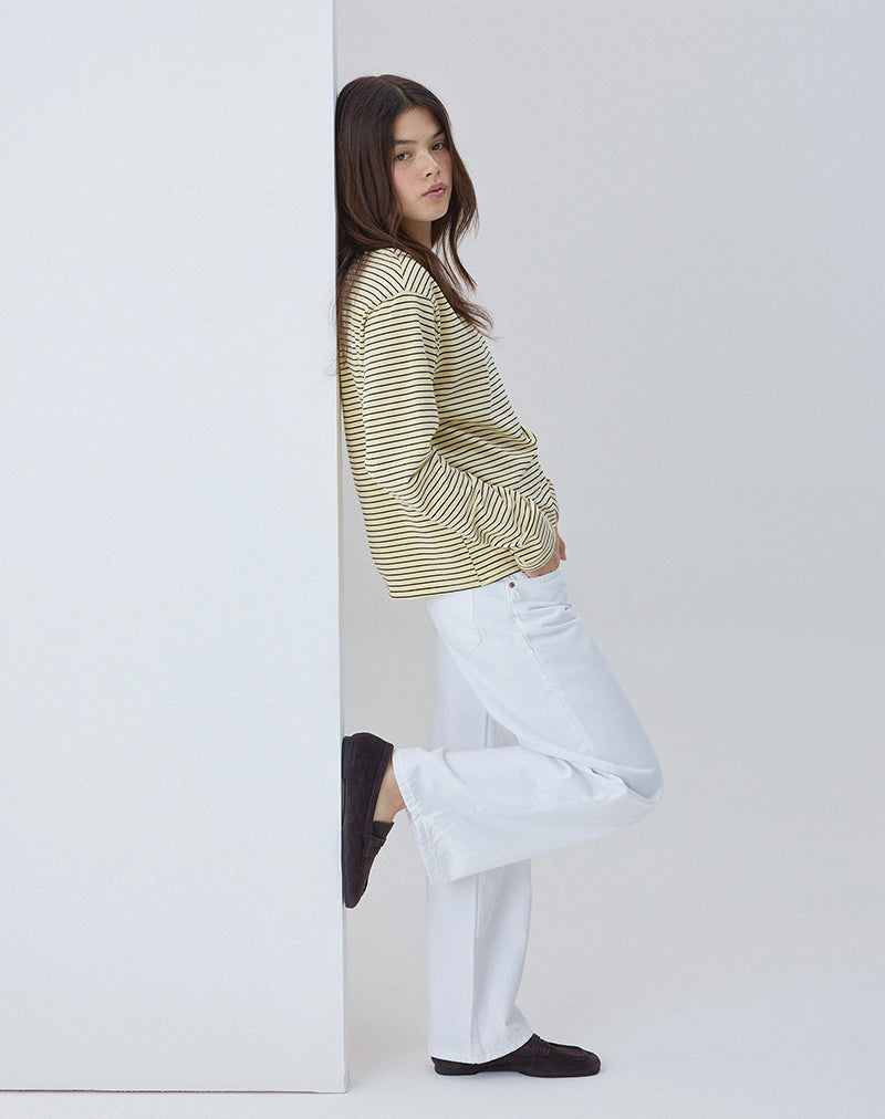 Low Rise Parallel Jeans in True White