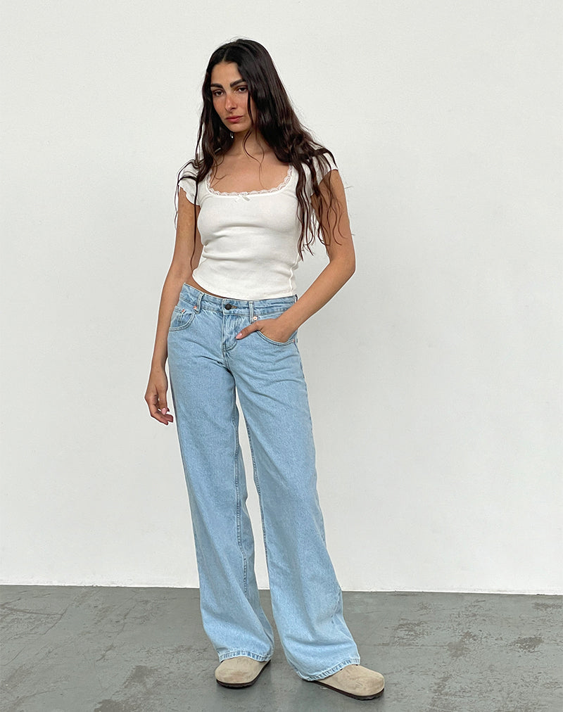 Bild von Low Rise Parallel Jeans in Light Wash Blau