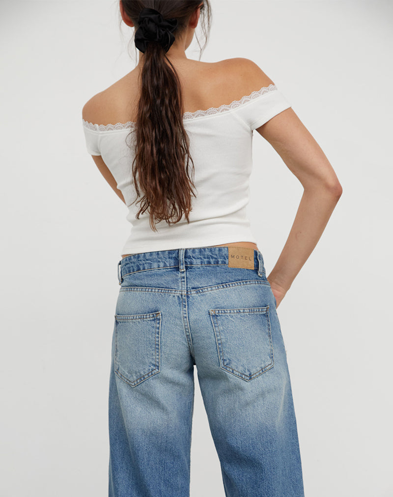 Low Rise Parallel Jeans in Puderblau
