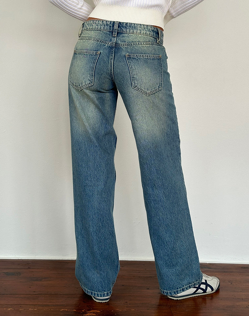 Low Rise Parallel Jeans in Seegrün