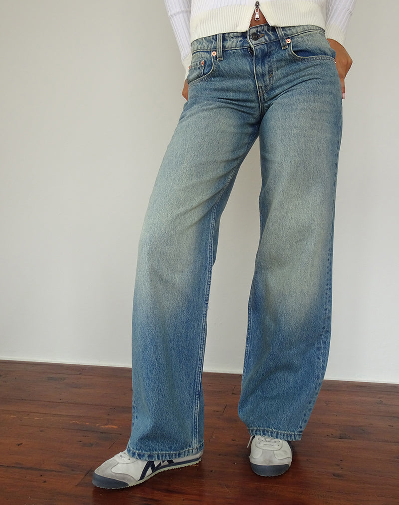 Low Rise Parallel Jeans in Seegrün