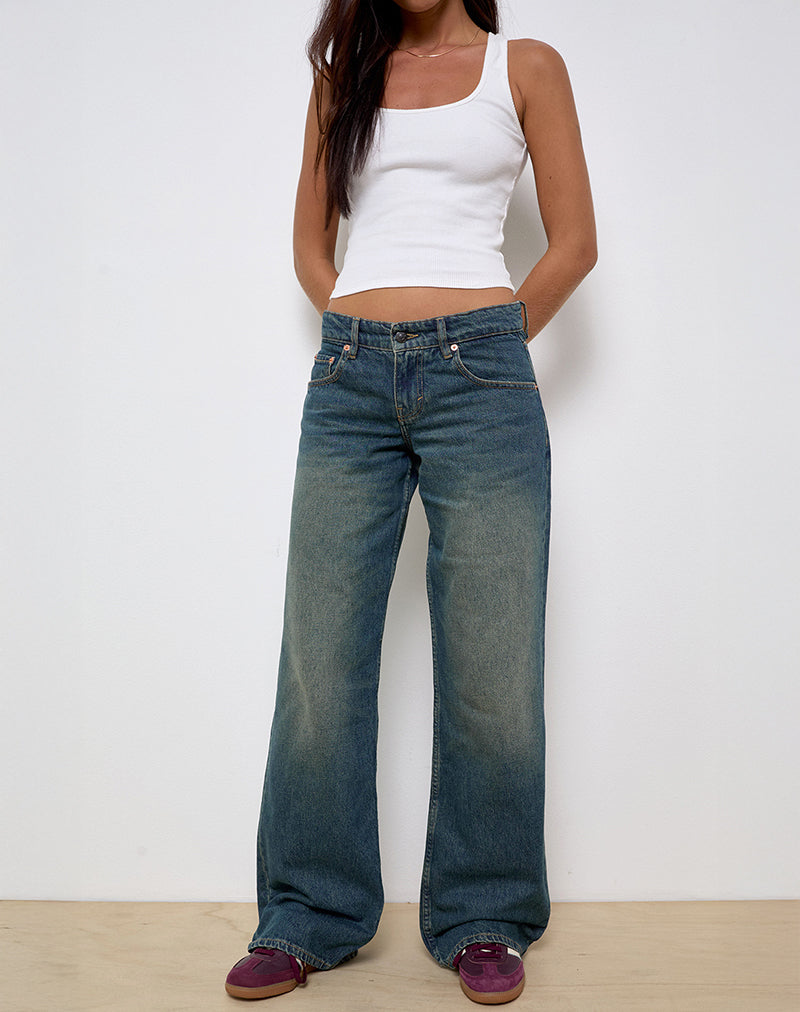 Low Rise Parallel Jeans in Vintage Grün Gebraucht