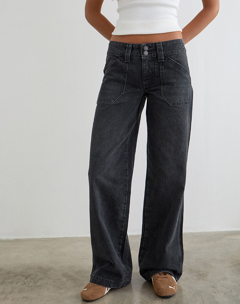 Bild von Low Rise Relaxed Cargo Jeans in Vintage Black