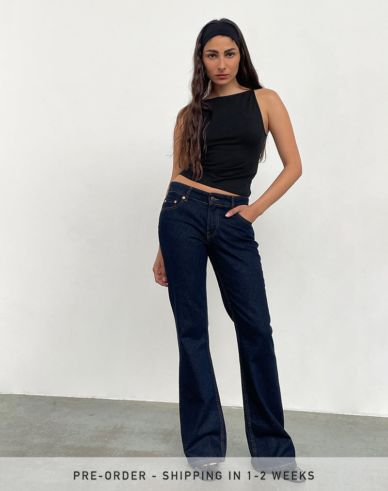 Starre Low Rise Schlagjeans In Indigo