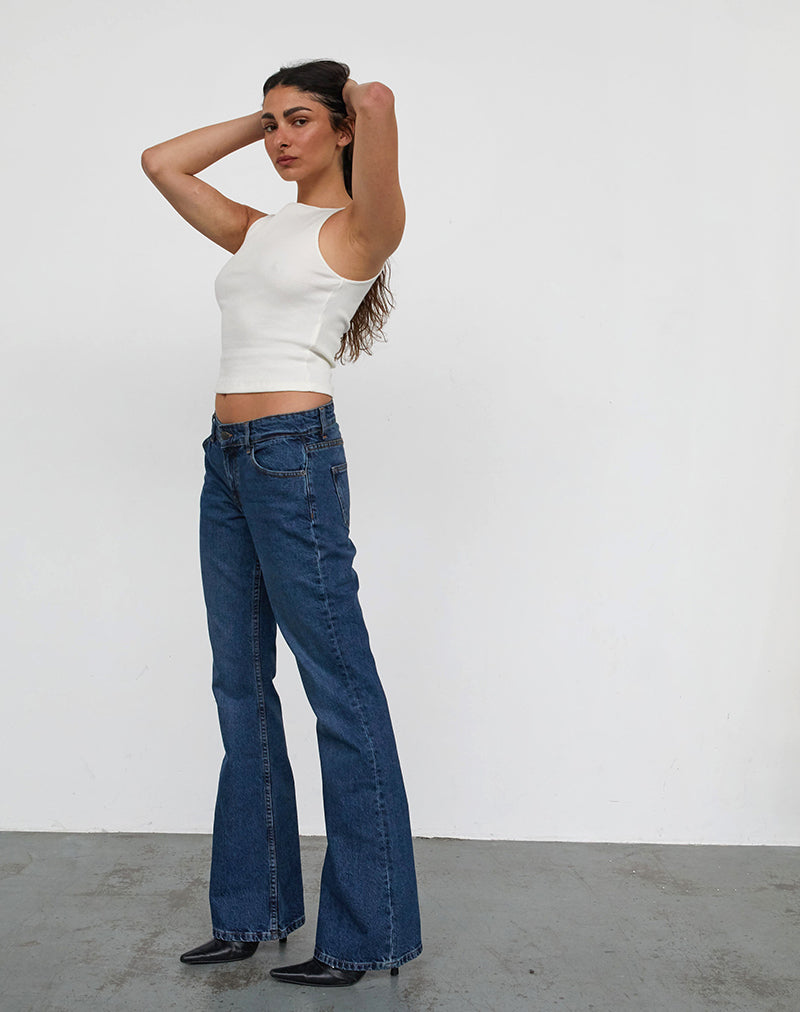 Bild von Rigid Low Rise Flare Jeans In Mid Blue Gebraucht