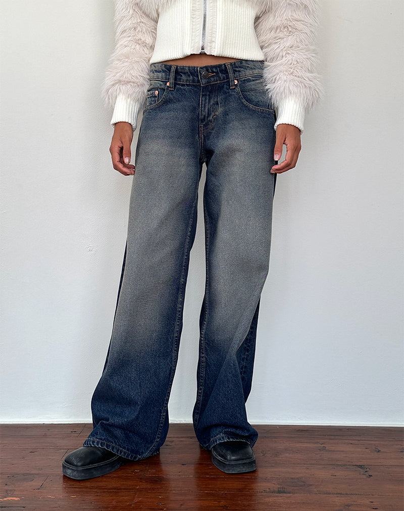 Geräumige extra weite Low Rise Jeans in Amber Wash