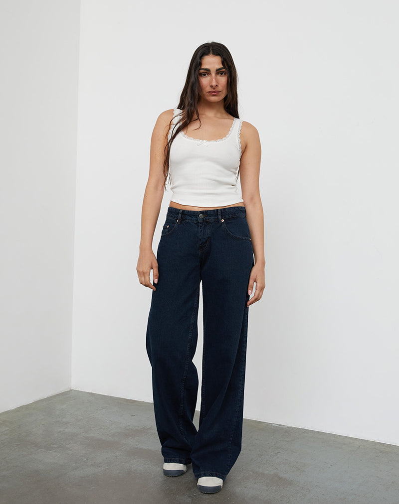 Niedrig geschnittene, geräumige Jeans in Blue Ink