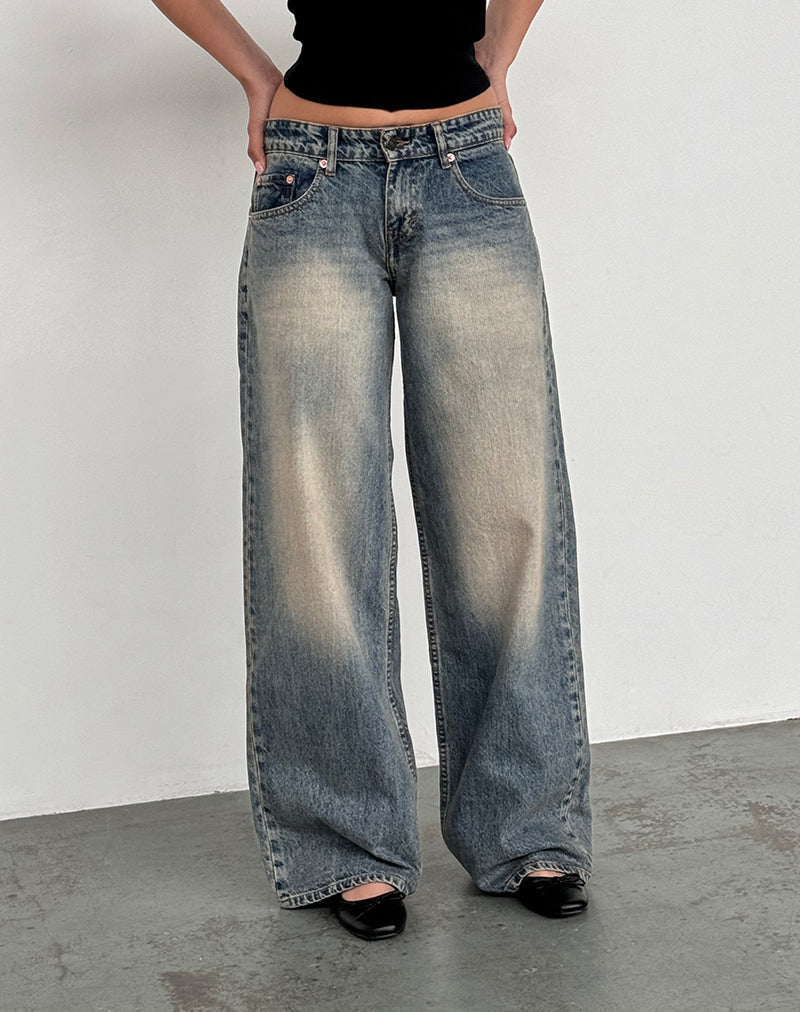 Bild von Roomy Extra Wide Low Rise Jeans in Dirty Blue