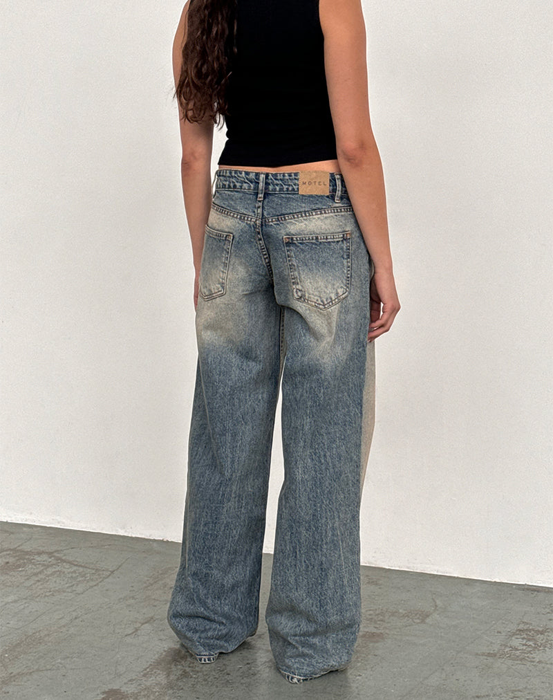 Bild von Roomy Extra Wide Low Rise Jeans in Dirty Blue