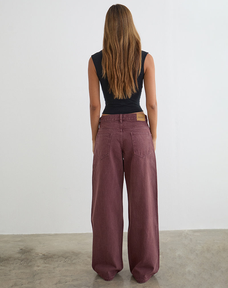 Bild von Low Rise Roomy Jeans in Burgunderrot