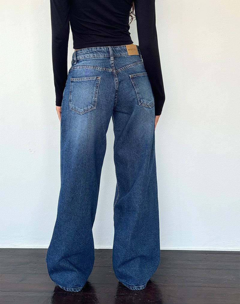 Geräumige extra weite Low Rise Jeans in College Blau