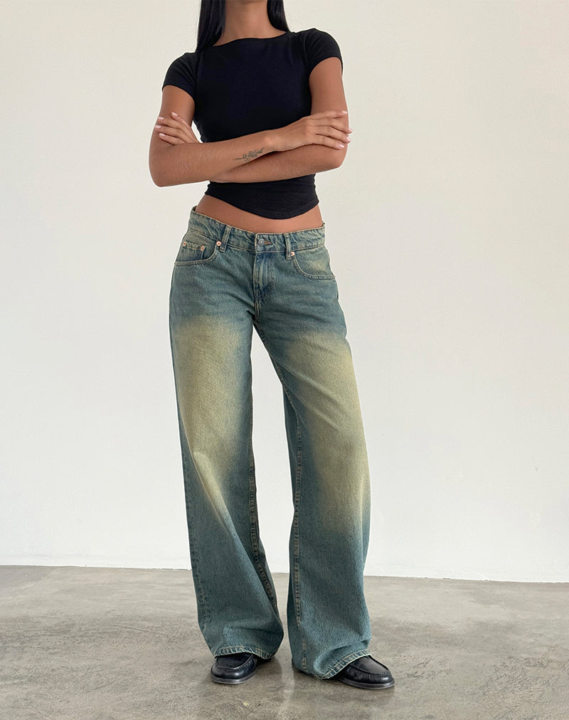 Bild von Roomy Extra Wide Low Rise Jean in Mid Used Green
