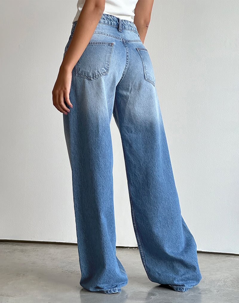 Bild von Roomy Extra Wide Low Rise Jeans in Marine Blue Wash