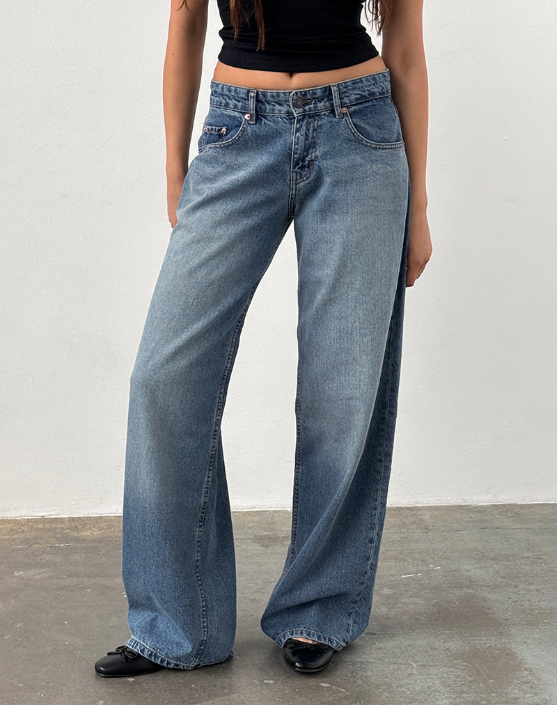 Geräumige extra weite Low Rise Jeans in Powder Blue