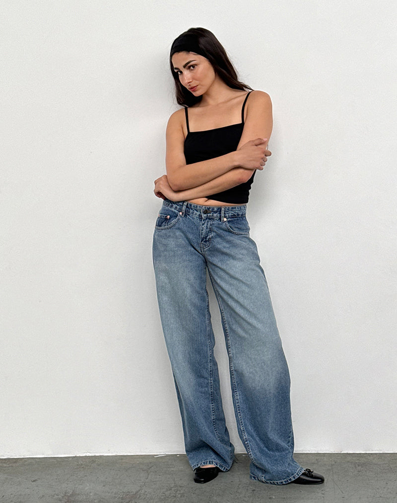 Bild von Roomy Extra Wide Low Rise Jeans in Powder Blue