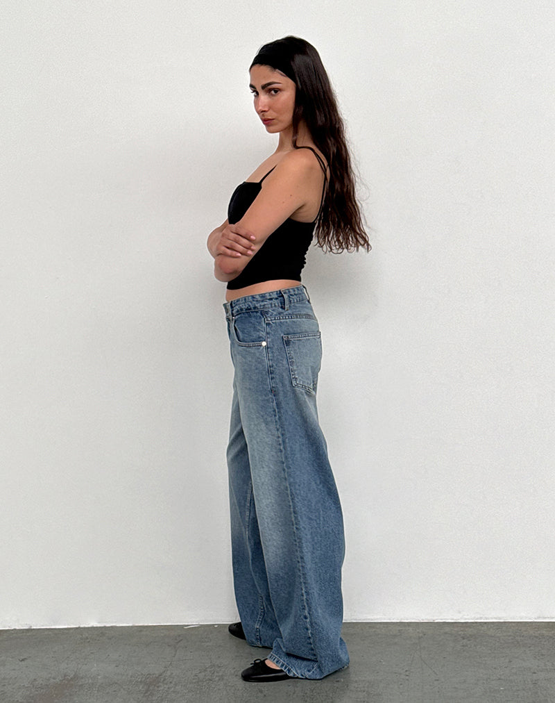 Bild von Roomy Extra Wide Low Rise Jeans in Powder Blue