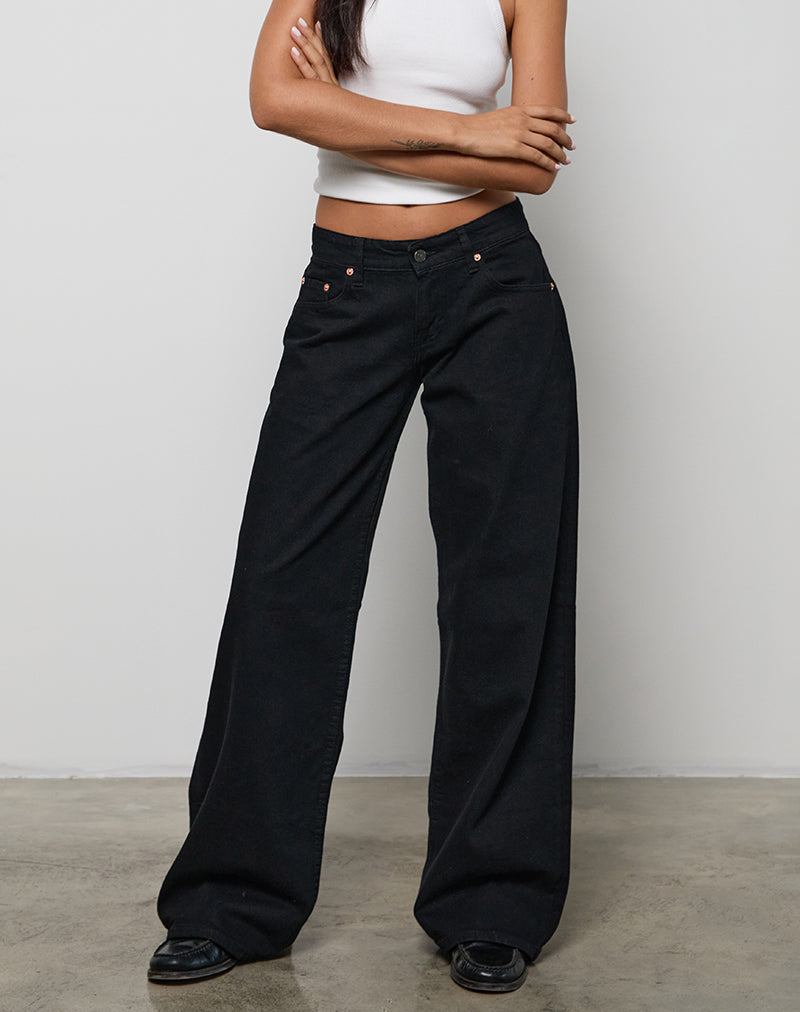 Image of Low Rise Roomy Jeans in Rinse Schwarz