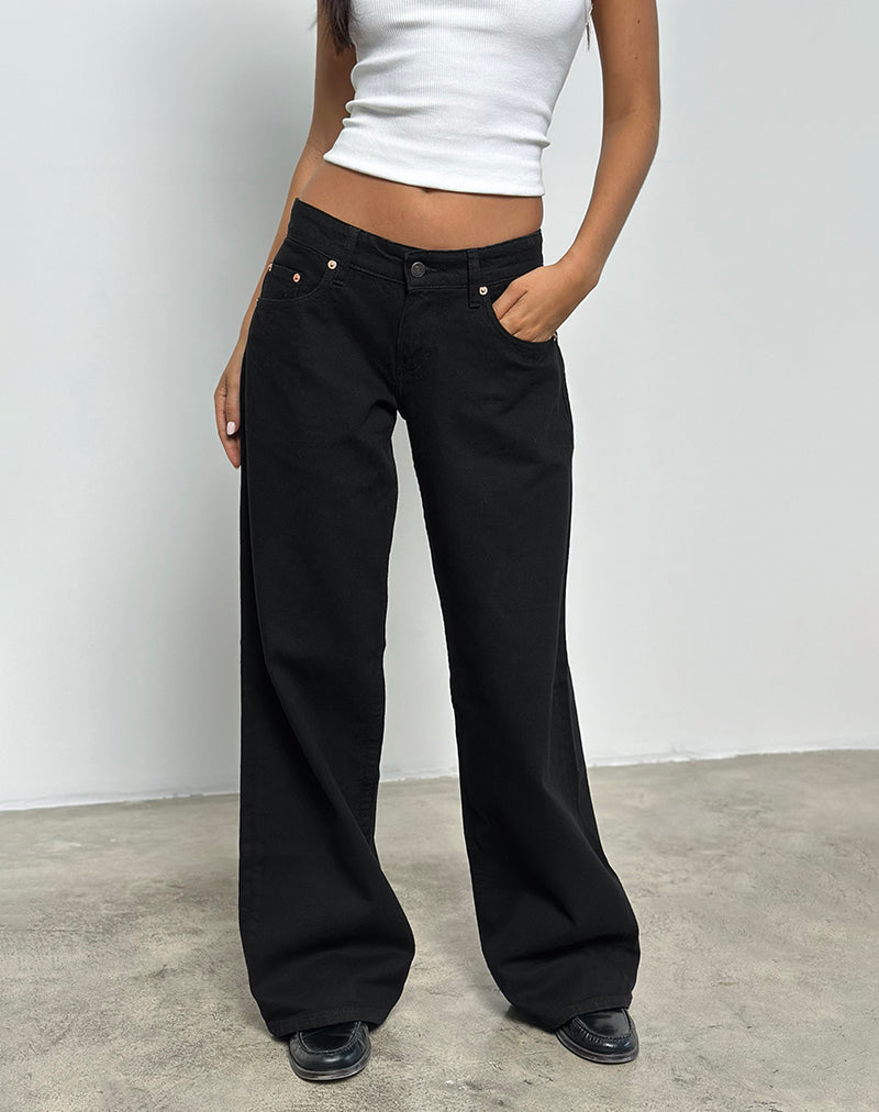 Image of Low Rise Roomy Jeans in Rinse Schwarz