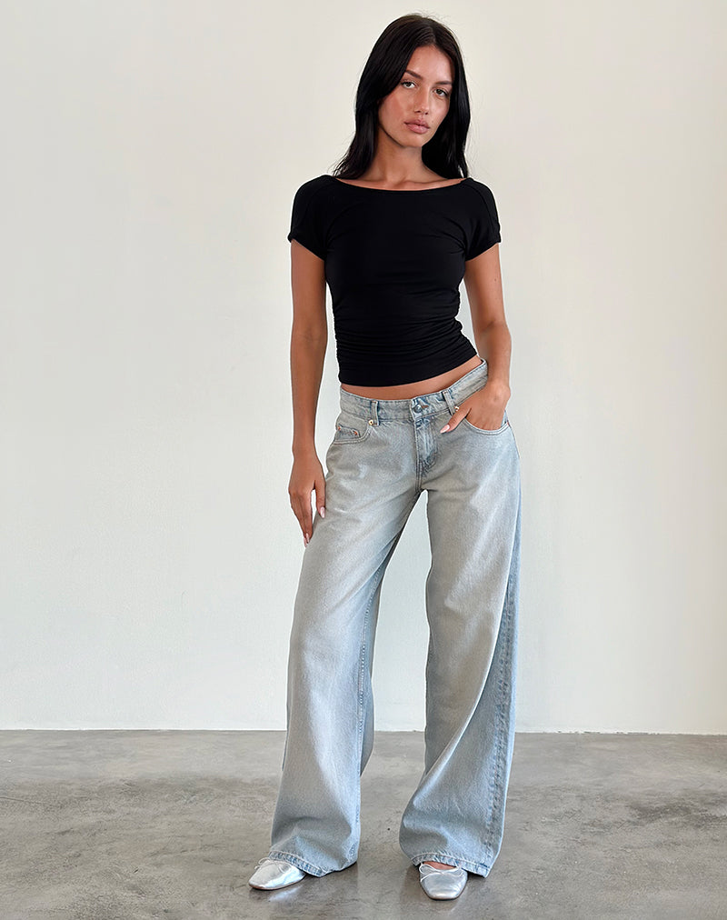 Bild von Roomy Extra Wide Low Rise Jeans in Sand Bleach Extreme