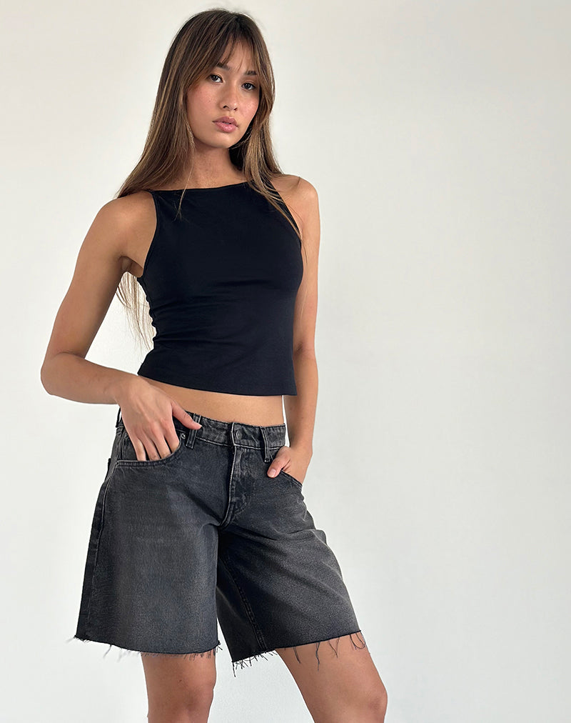 Bild von Roomy Low Rise Jorts in Washed Black Grey