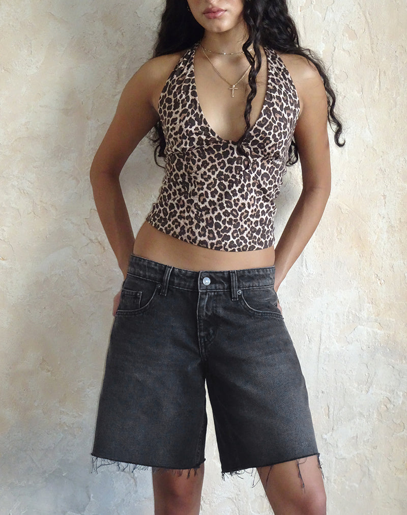 Geräumige Low Rise Jorts in Washed Black Grey