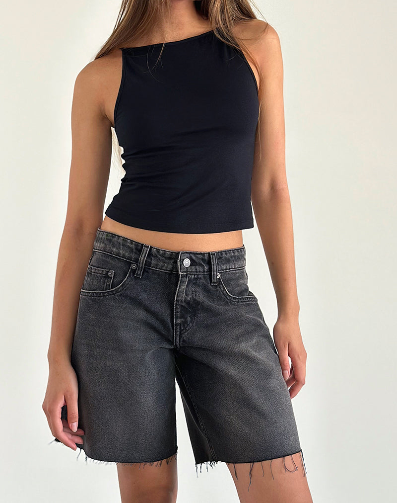 Bild von Roomy Low Rise Jorts in Washed Black Grey