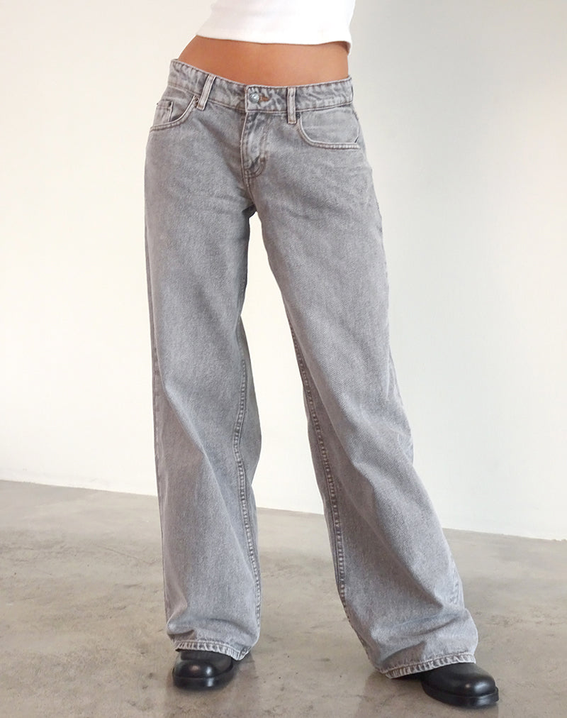 Geräumige extra weite Low Rise Jeans in grauer Waschung