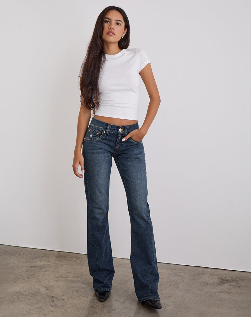 Low Rise Jeans mit gedrehter Naht in mittelblauem Farbton