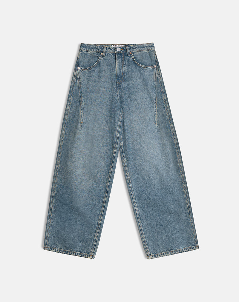Bild von Low Slung Roomy Jeans in Vintage Blau Grün