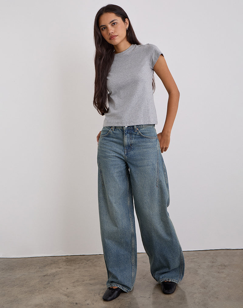 Bild von Low Slung Roomy Jeans in Vintage Blau Grün