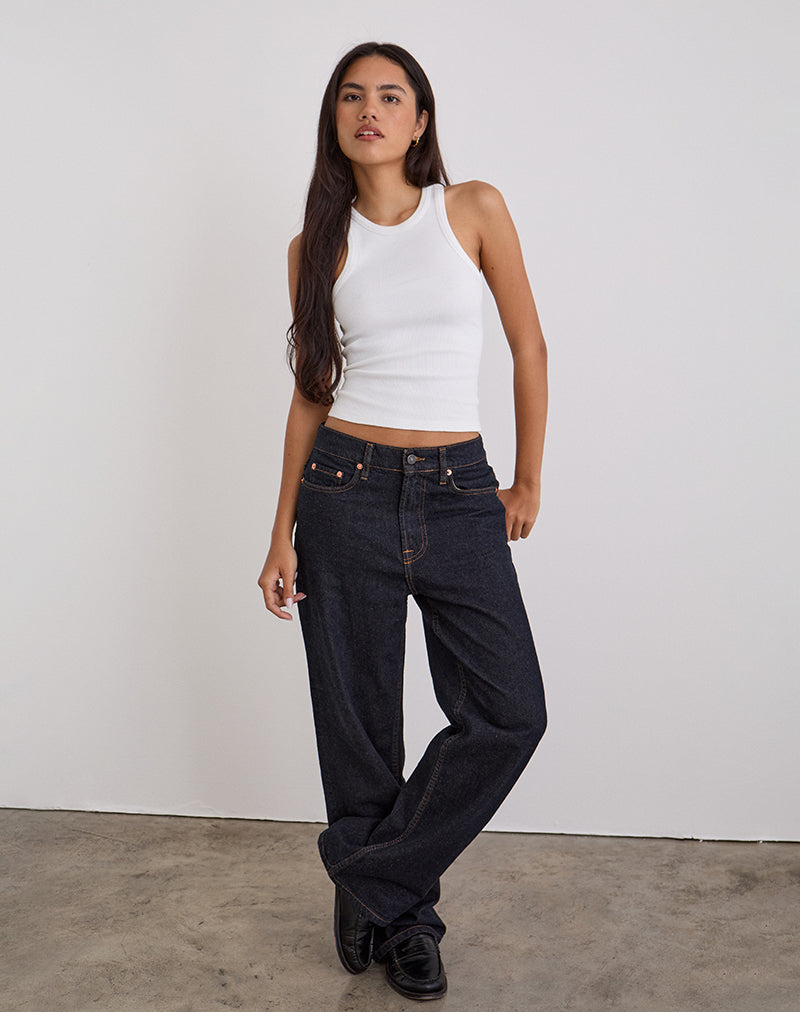 Schmal geschnittene Parallel-Jeans in Indigo