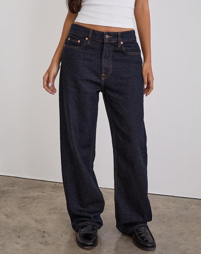 Schmal geschnittene Parallel-Jeans in Indigo