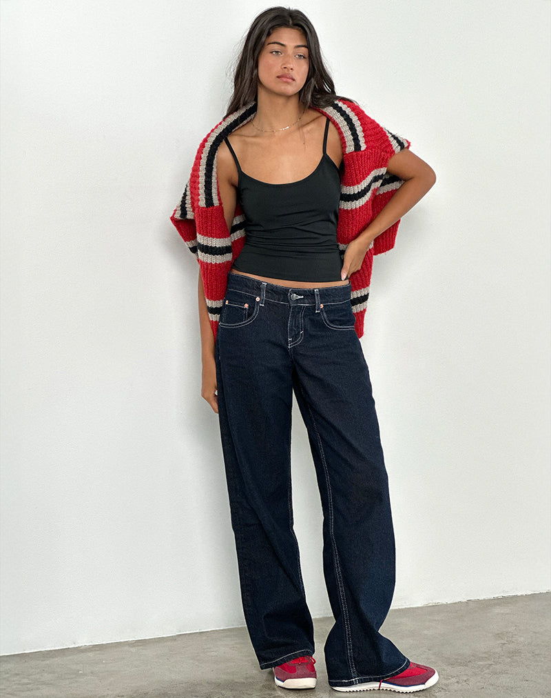 Image of Low Rise Parallel Jeans in Indigo mit Kontrastnähten