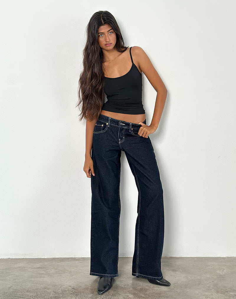 Image of Low Rise Parallel Jeans in Indigo mit Kontrastnähten
