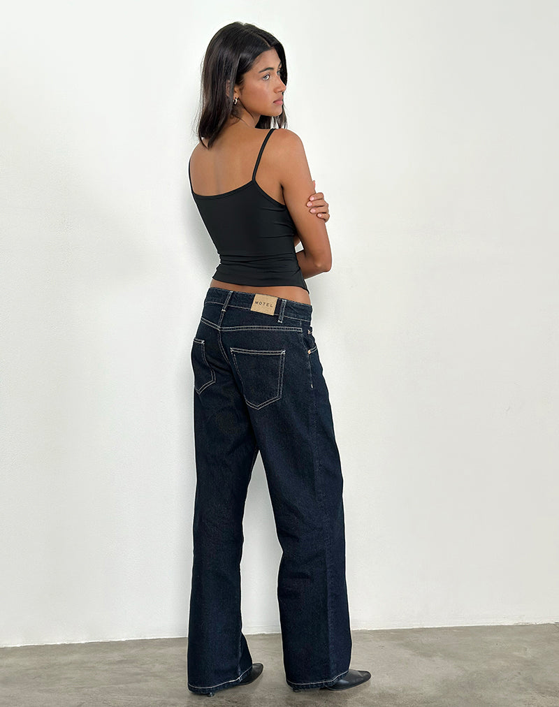 Image of Low Rise Parallel Jeans in Indigo mit Kontrastnähten