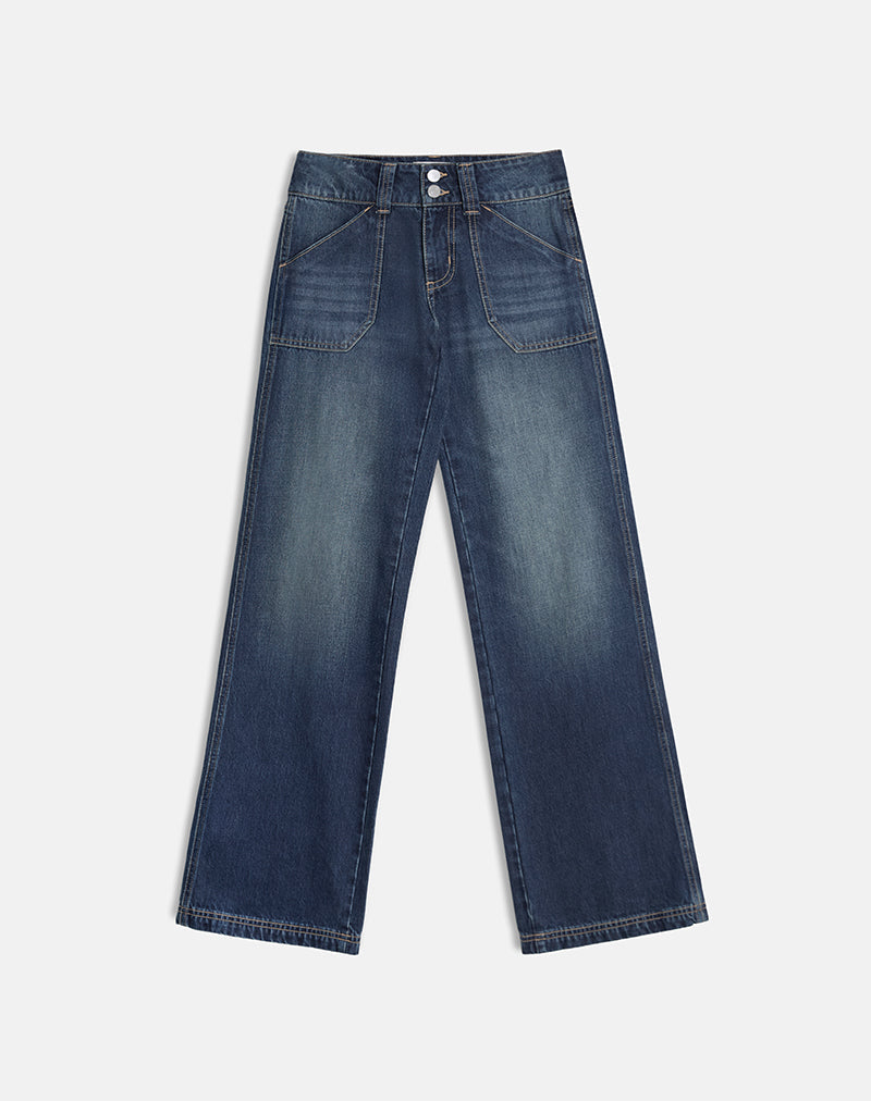 Bild von Low Rise Relaxed Cargo Jeans in Mid Blue Tint