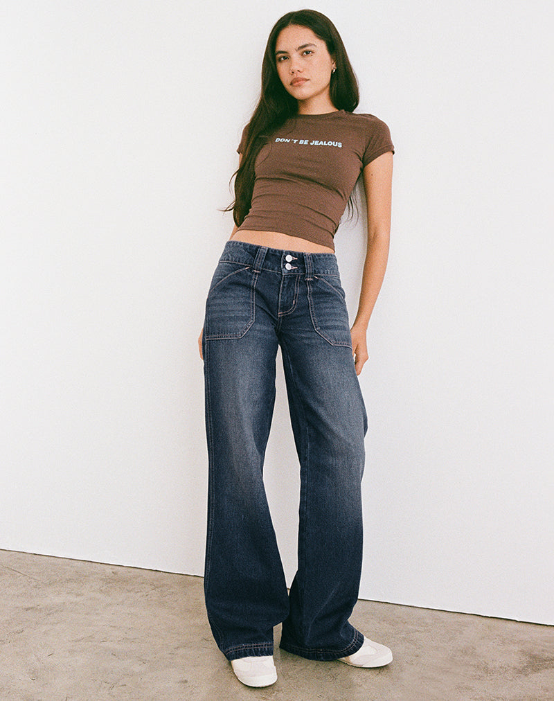 Bild von Low Rise Relaxed Cargo Jeans in Mid Blue Tint