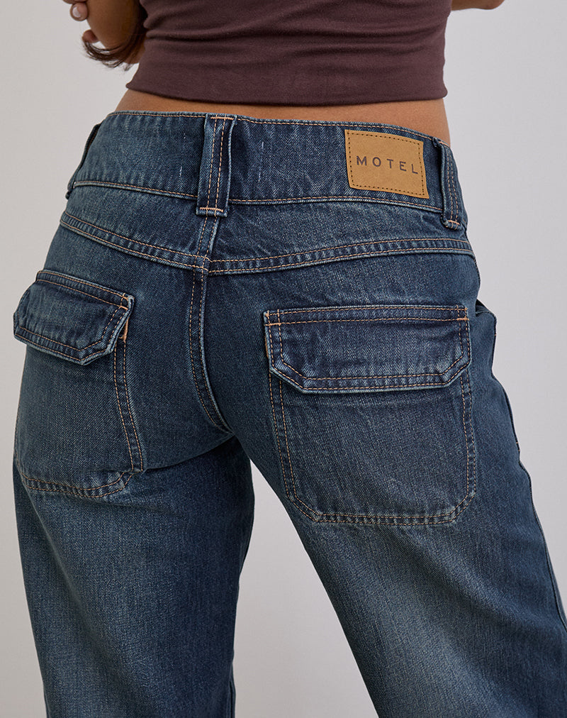 Bild von Low Rise Relaxed Cargo Jeans in Mid Blue Tint