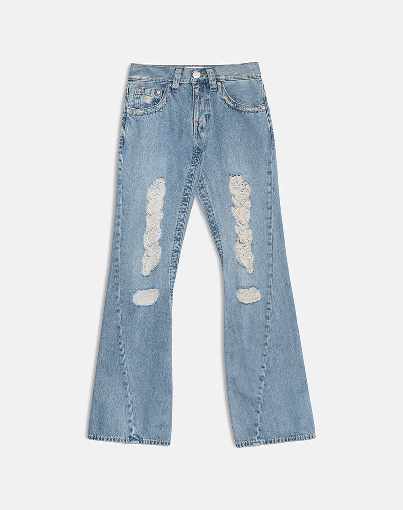Bild von Low Rise Twisted Seam Ripped Jean in True Blue