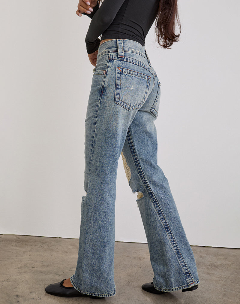 Bild von Low Rise Twisted Seam Ripped Jean in True Blue
