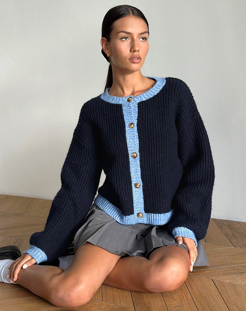 Luciana Strickjacke in kontrastierendem Navy