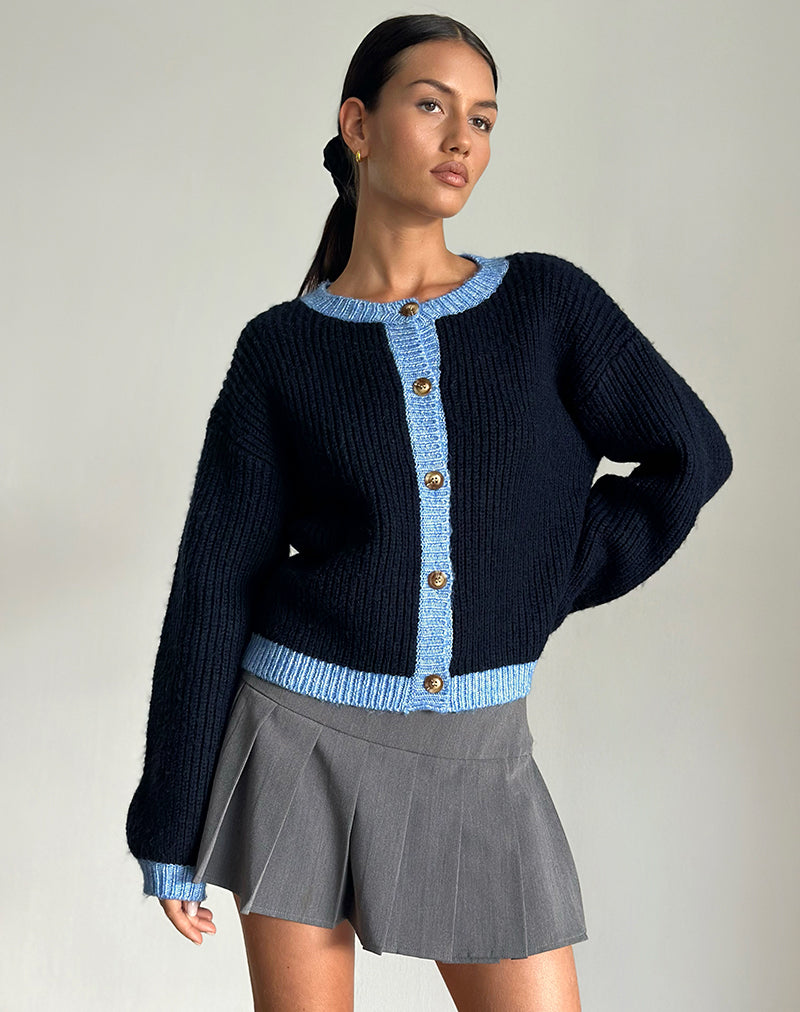 Image of Luciana Strickjacke in Kontrast Navy