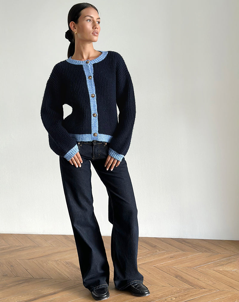 Image of Luciana Strickjacke in Kontrast Navy