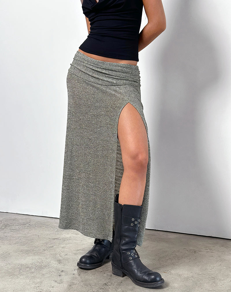 Image of Luciara Midirock aus Glitzerstrick Khaki