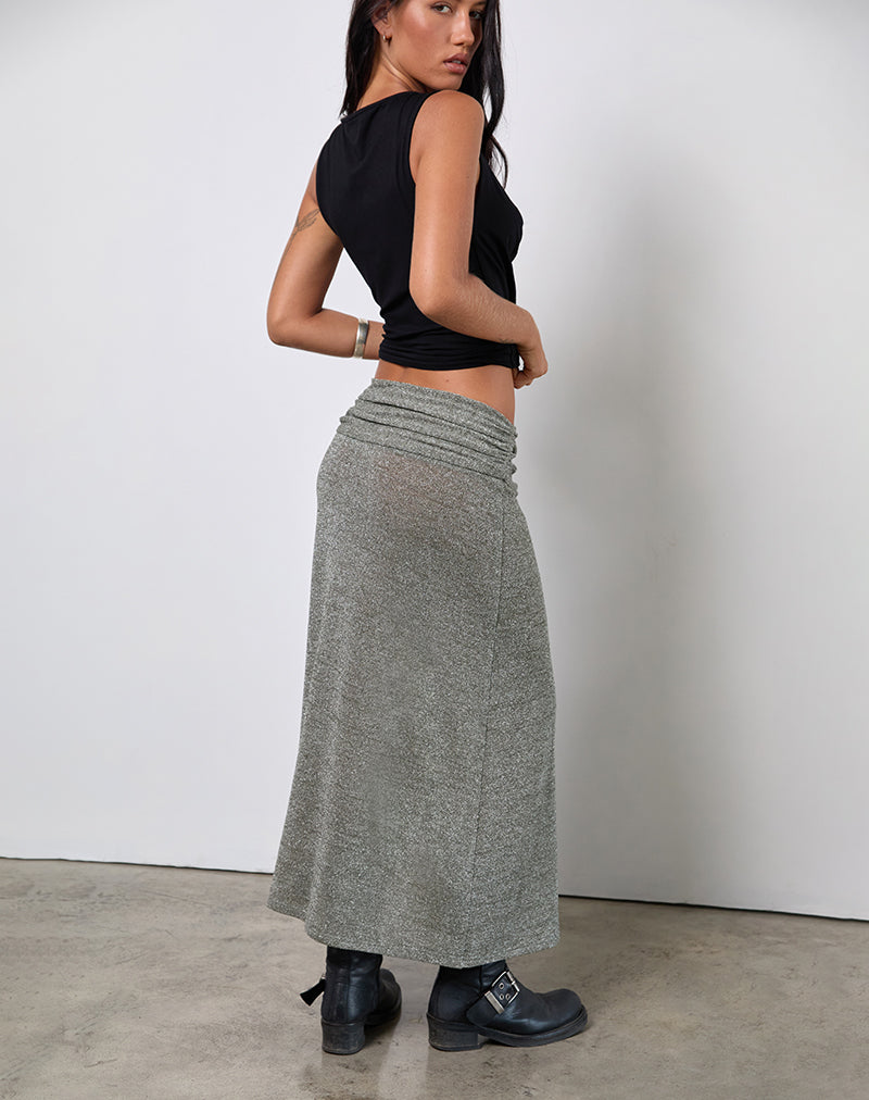 Luciara Midirock aus Glitzerstrick in Khaki