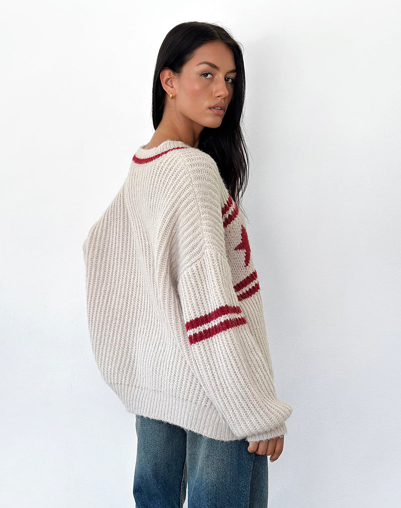 Image of Lulees Oversized Pullover in Hafer mit Sternstreifen