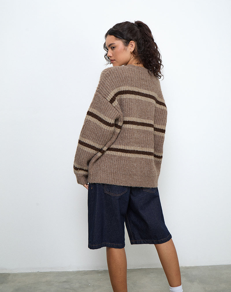Image of Lunet Strickpullover in Streifen Tonal Braun